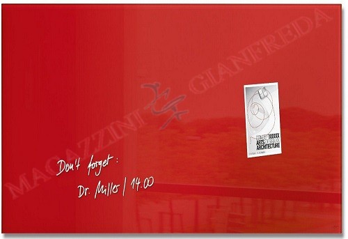 LAVAGNA MAGNETICA IN VETRO CM. 60X90 ROSSA